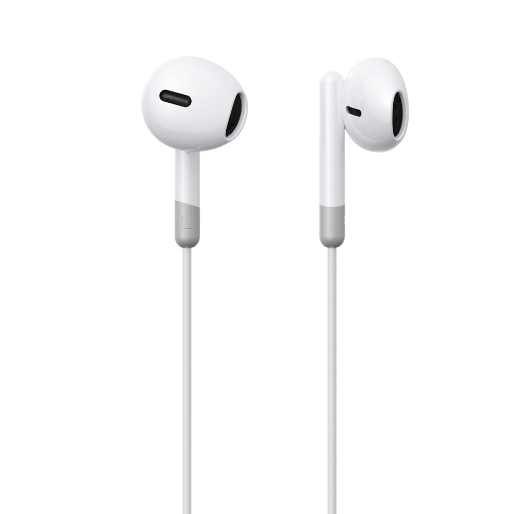 Auriculares con cable en el oído Mini Jack 3.5mm Control blanco con control remoto.
