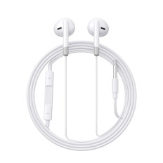 Auriculares con cable en el oído Mini Jack 3.5mm Control blanco con control remoto.