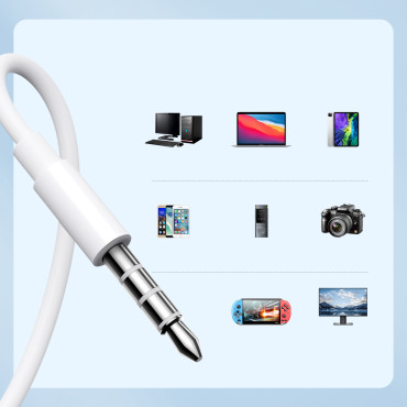 Hoofdtelefoons bedraad in-ear mini-jack 3.5mm Witte controle met afstandsbediening