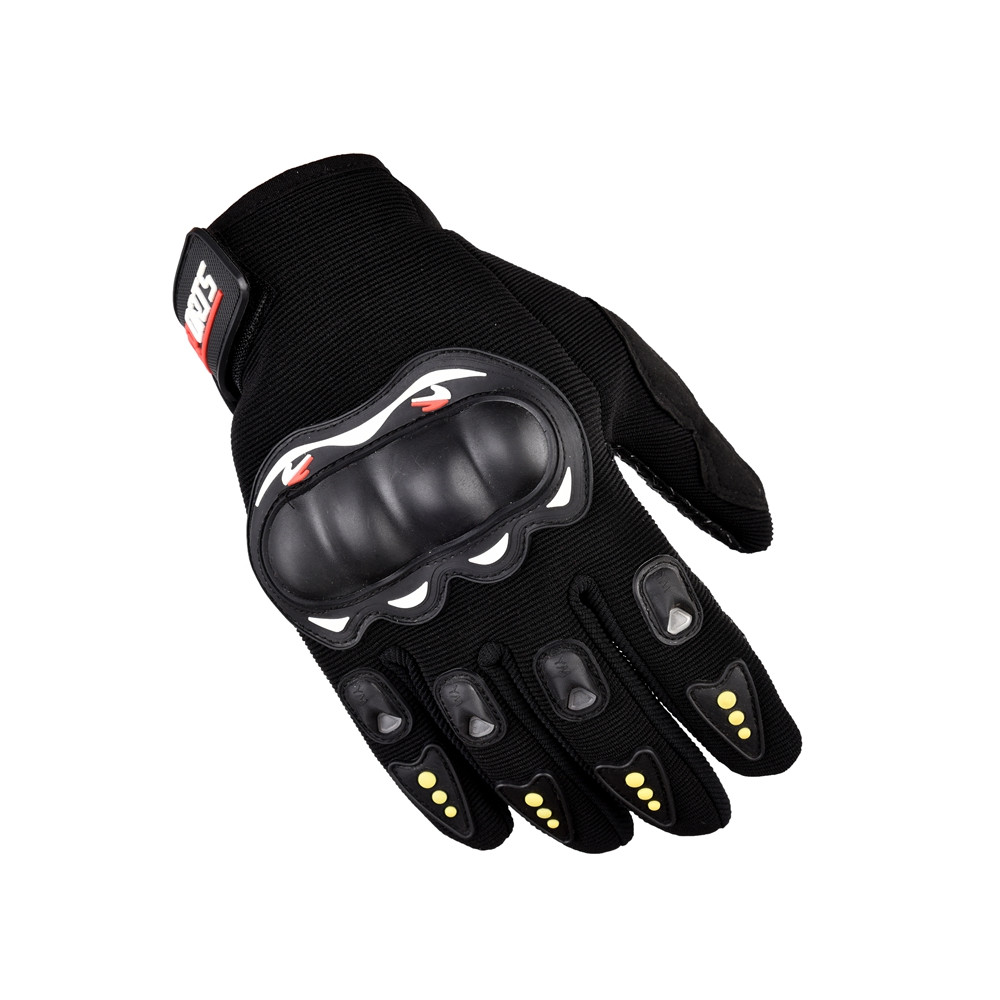 Toque luvas para telefone de motocicleta com protetores de cubos pretos