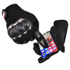 Touch gloves for motorcycle phone with black cubes protectors