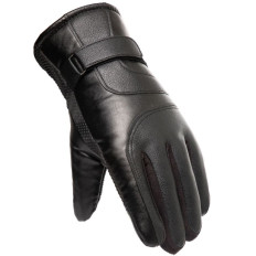 Winterhandschoenen voor de huid met lederen PU-geïsoleerde mannen zwart