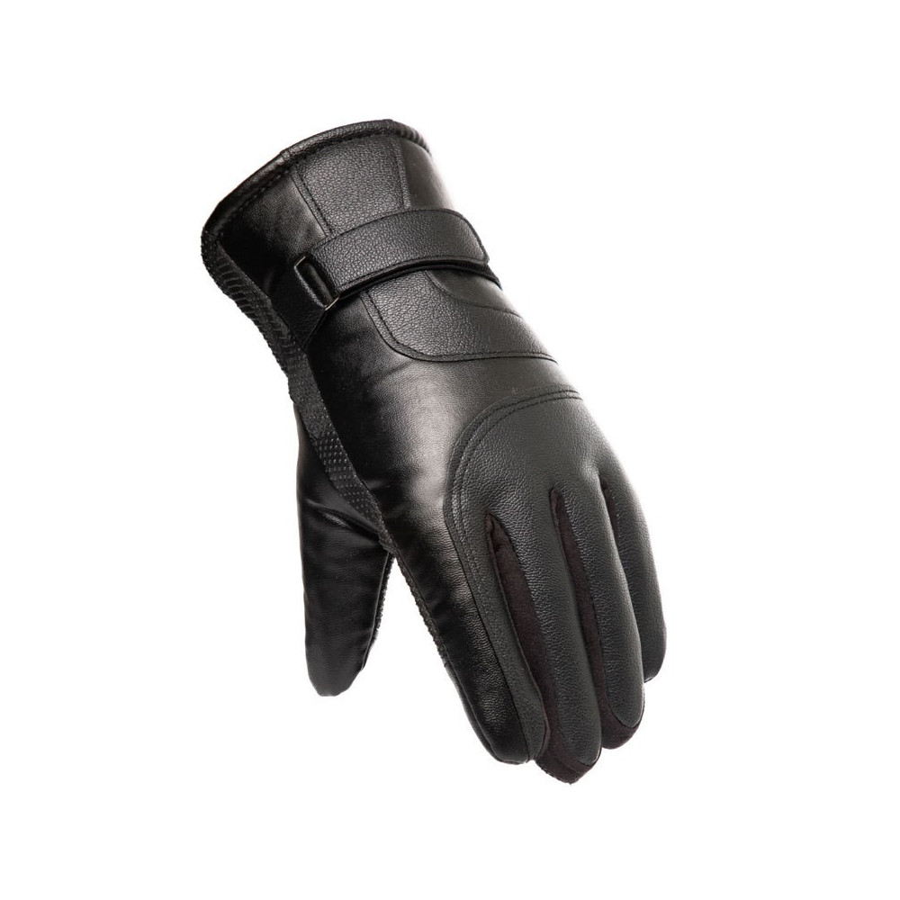 Χειμερινά γάντια για το δέρμα με δερμάτινο PU μονωμένο άνδρες μαύρο