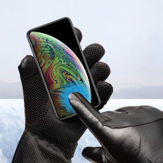 Gants d'hiver pour la peau avec cuir isolé en cuir noir isolé