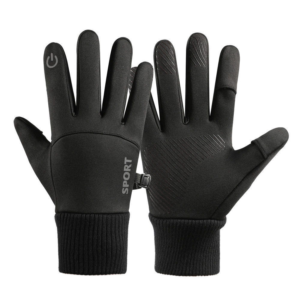 Luvas esportivas aquecendo-se para o telefone preto dos homens Luvas esportivas aquecendo-se para o telefone preto dos homens