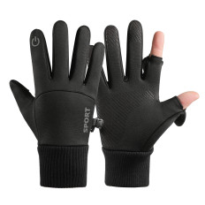 Sports gloves warming for men's black telephone