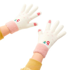 Warm Winter Winter Gloves for Women's White-Pink Phone