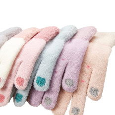 Luvas quentes de inverno de inverno para o telefone branco-rosa das mulheres