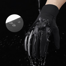 Guantes de deportes con tacto para teléfono calentado antideslizante negro