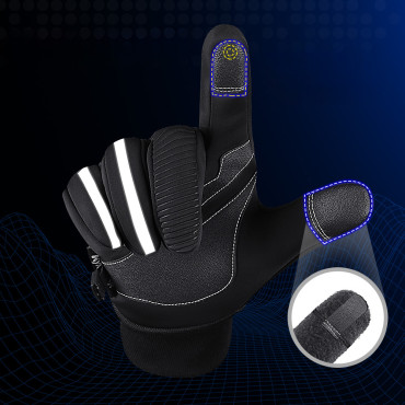 Guantes de deportes con tacto para teléfono calentado antideslizante negro