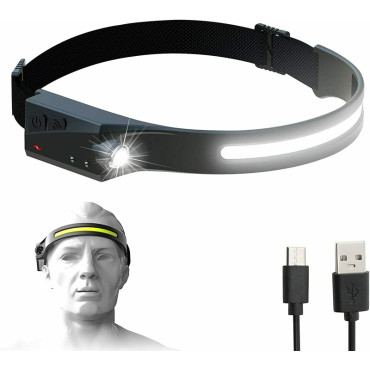 LED-huvudbrännare med IPX4 USB-C 1200 mAh rörelsesensor