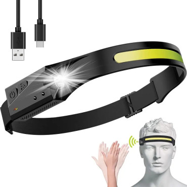 LED-huvudbrännare med IPX4 USB-C 1200 mAh rörelsesensor