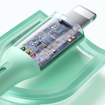 Kabelski kabel za iPhone večbarvne serije USB-A - Lightning 3A 1M Green