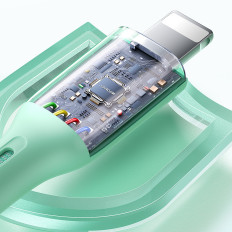 Kabelski kabel za iPhone večbarvne serije USB-A - Lightning 3A 1M Green