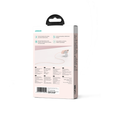 Cabo de cabo para iPhone Multi-Color Series USB-A - Relâmpago 3A 1m Pink