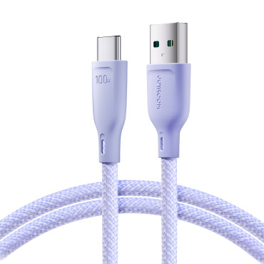 Kabel Multi-Color Series USB-A-kabel - USB-C 100W Snelle Transfer 1m Paars