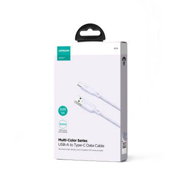 Kabel Multi-Color Series USB-A-kabel - USB-C 100W Snelle Transfer 1m Paars
