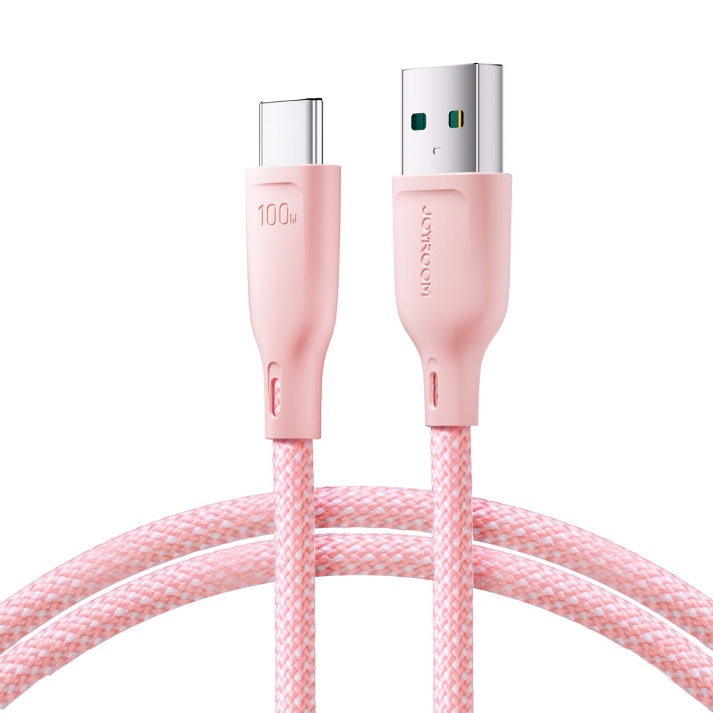 Kabel Multi-Color Series Series USB-A - USB-C 100W Rychlý přenos 1m růžová