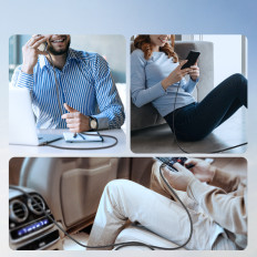 Kabelių šviesos greičio serija USB-A - USB-C greitas perkėlimas 100W 1.2m juoda