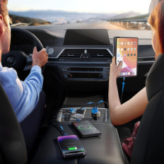 Autolader met 2x USB-C USB-A 30W Zwart Display