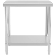 Tabla de encimera de la tabla de encimeras de acero con un estante de 80 x 60 cm