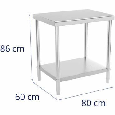 Tabela WorkTop Steel Worktops z polico 80 x 60 cm