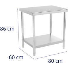 Tabela WorkTop Steel Worktops z polico 80 x 60 cm