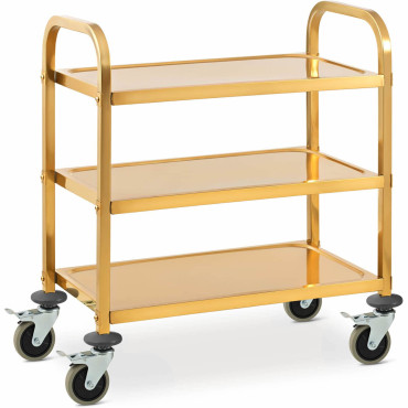 Garçom garçonete para servir 3 prateleiras 69 x 40 cm a 240 kg - dourado