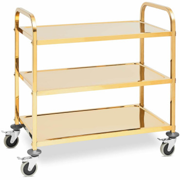 Servitör servitrisen för att servera 3 hyllor 89,5 x 49,5 cm till 240 kg - gyllene