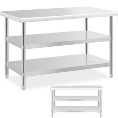 Tabellen benkeplate benkeplate Sentral stål 2 hyller 120 x 70 cm til 200 kg