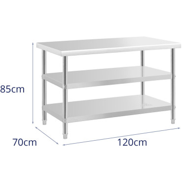 Bordsbänk Arbetsplats Central Steel 2 hyllor 120 x 70 cm till 200 kg
