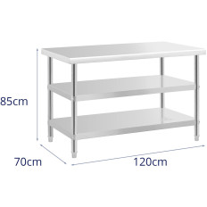 Bordsbänk Arbetsplats Central Steel 2 hyllor 120 x 70 cm till 200 kg