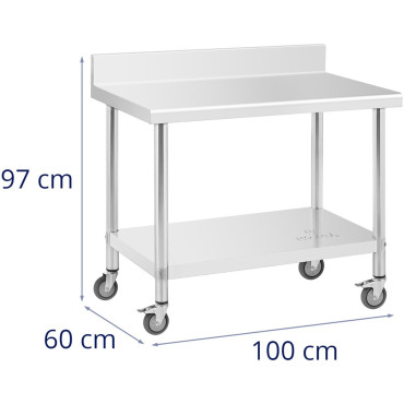 Tabela WorkTop Delovna miza s stojala na kolesih 1 Polica 100 x 60 cm do 155 kg