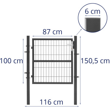 Vrata vrt vrt vrt sa čelicom 106 x 100 cm
