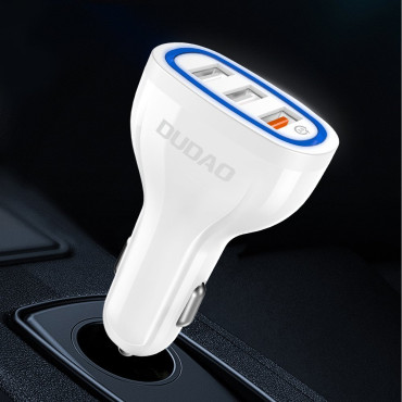 Carregador de carro 3x USB Rápida carga 3.0 QC3.0 2.4A 18W Preto