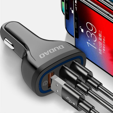 Billaddare 3x USB Snabbavgift 3.0 QC3.0 2.4a 18w vit