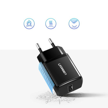 Carregador de rede pequeno para USB 2.1A Telefone Preto