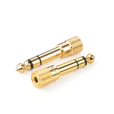 Adapteradapter med 3,5 mm minikontakt på 6,3 mm Jack Gold