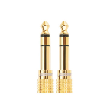 Adapteradapter med 3,5 mm minikontakt på 6,3 mm Jack Gold