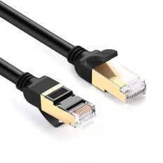 Cabo cabo patchcord rede lan rj45 gato 7 stp 10gbps 2m preto