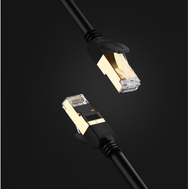 Kabeļu kabelis Patchcord tīkls LAN RJ45 CAT 7 STP 10Gbps 2m melns