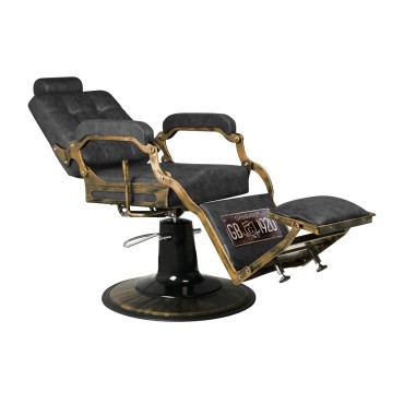 Fauteuil de barbier Gabbiano Boss Old Leather noir — vue latérale