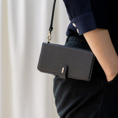 Custodia in pelle con flap e tracolla per galassia NOTA 20 NERO