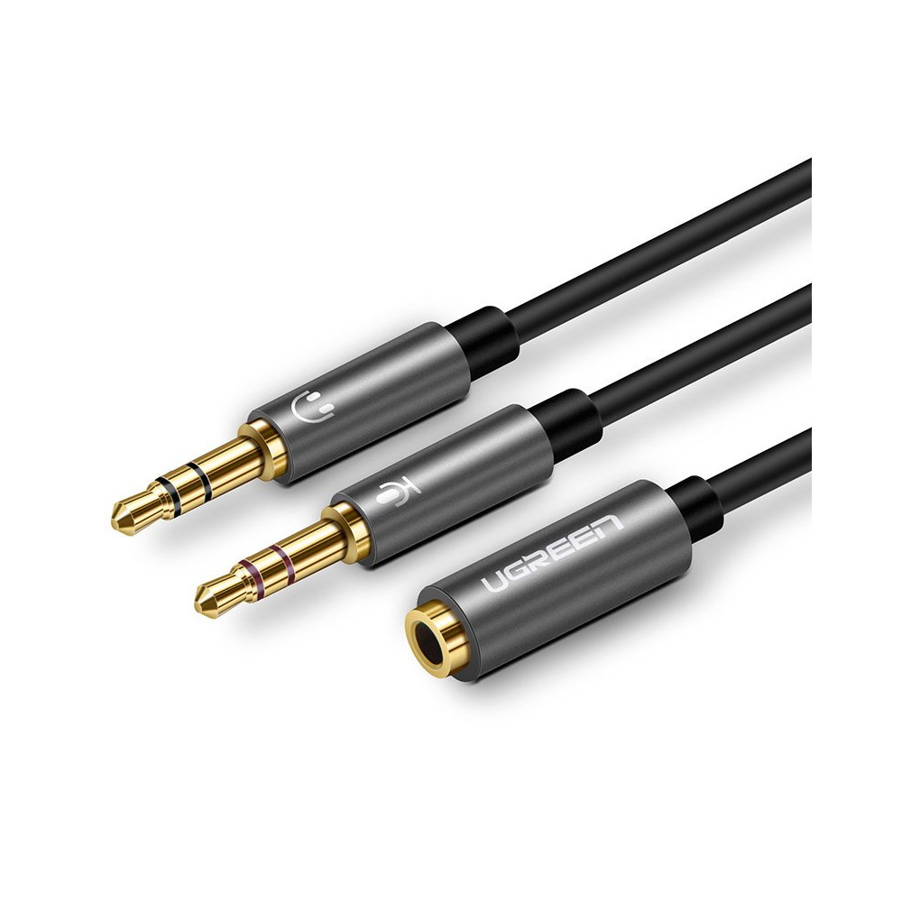 Aux distributer adapter 3.5 mm Mini Jack na mikrofon in slušalke Črna