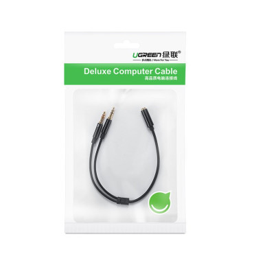 AUX skirstytuvo adapteris 3,5 mm mini lizdas ant mikrofono ir ausinių juoda