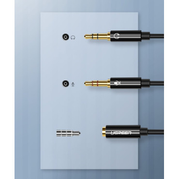 AUX skirstytuvo adapteris 3,5 mm mini lizdas ant mikrofono ir ausinių juoda