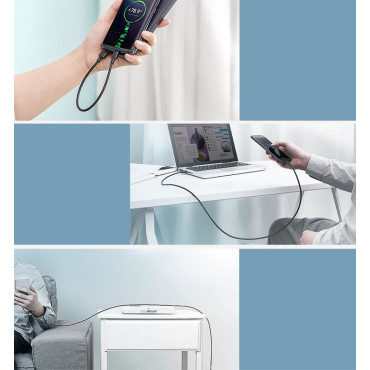 Ανθεκτικό καλώδιο USB καλωδίου - USB-C 480 MBPS 3A 1.5m μαύρο