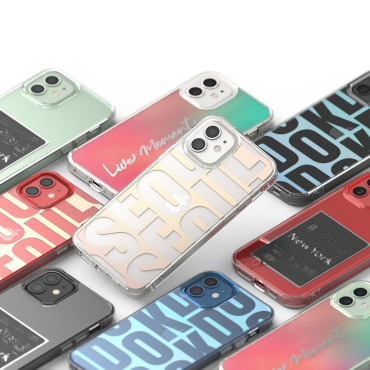 Oklepni primer z gelom gel okvir iPhone 12 mini fusion design roza-zelena