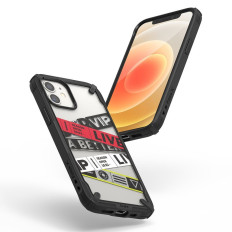 Bruņotie gadījumu pārklājumi ar iPhone 12 mini Fusion X Design Biļešu grupa Melns