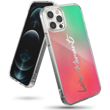 Obrnený kryt puzdra s gélom gél iPhone rám 12 Pro Max Fusion Design ružový-zelený